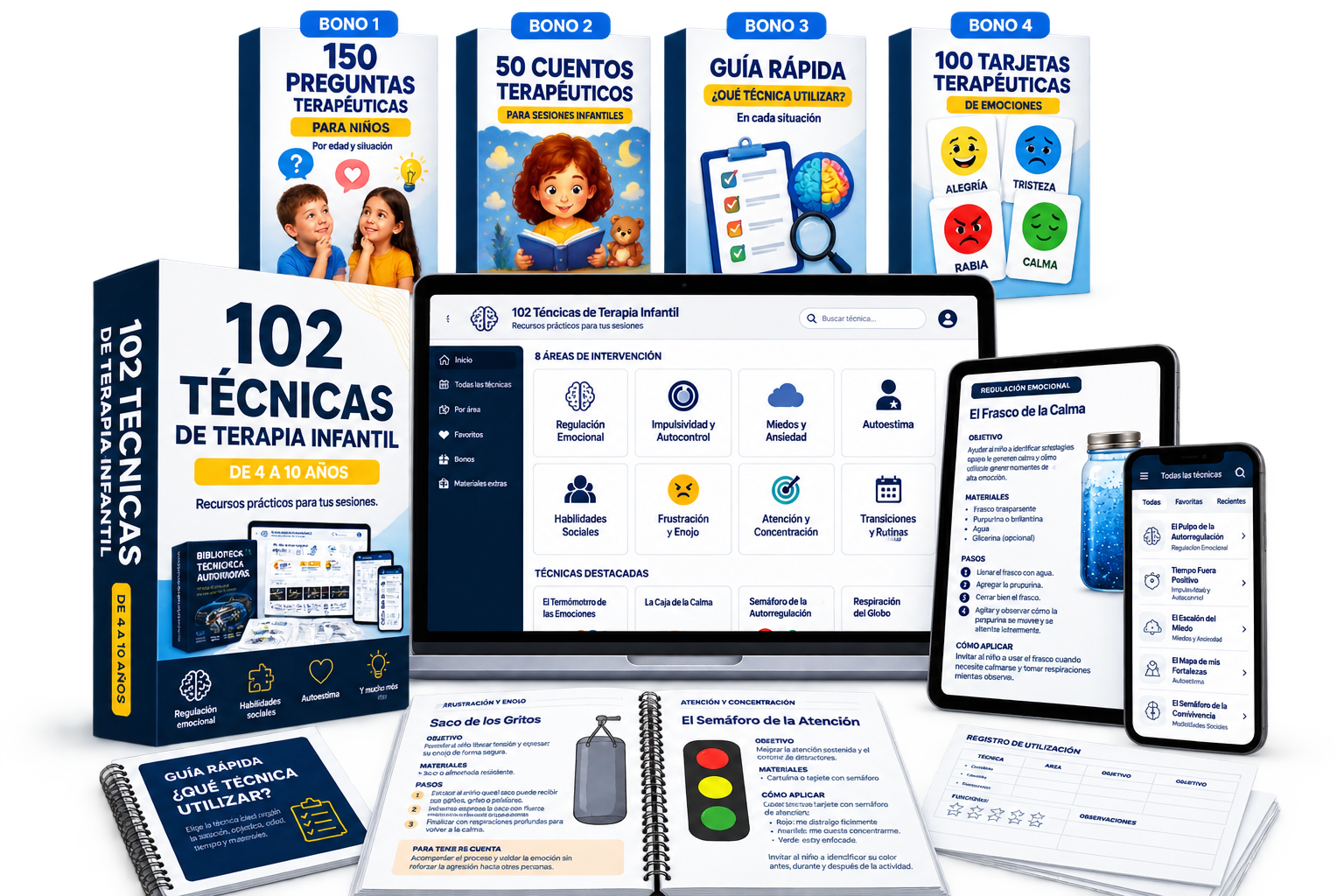 Pack Completo — 102 Técnicas de Terapia Infantil y bonos