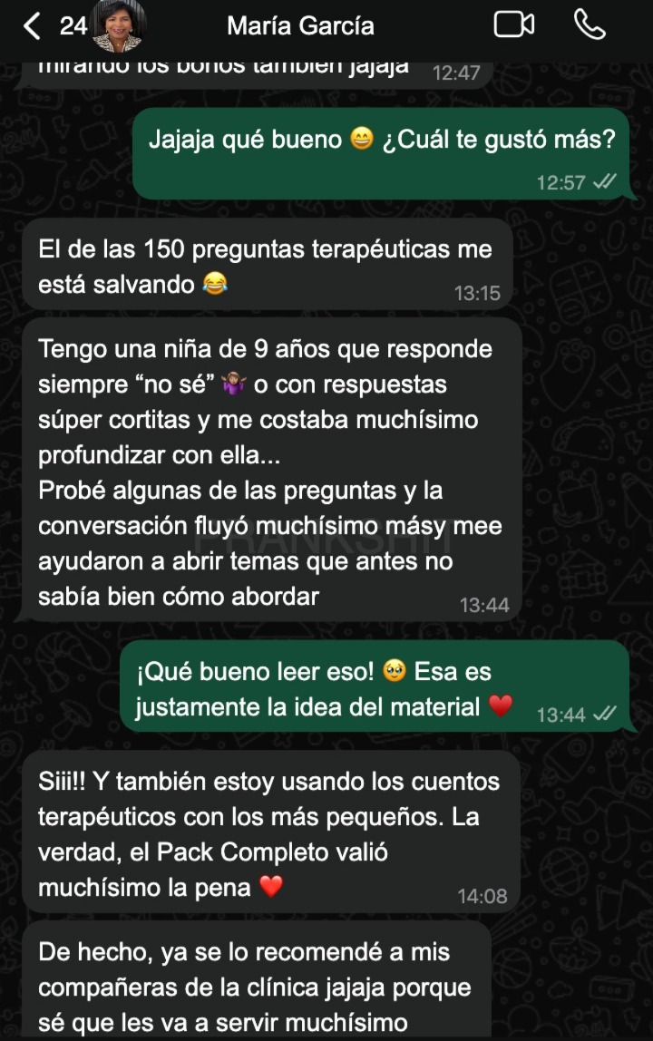 Conversación sobre las 150 preguntas terapéuticas